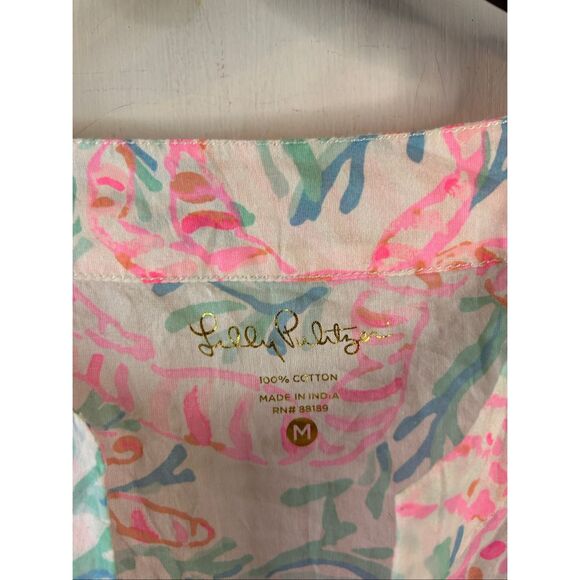 Lilly Pulitzer Amelia Island top pink crab rn#88189 shirt - Picture 4 of 8